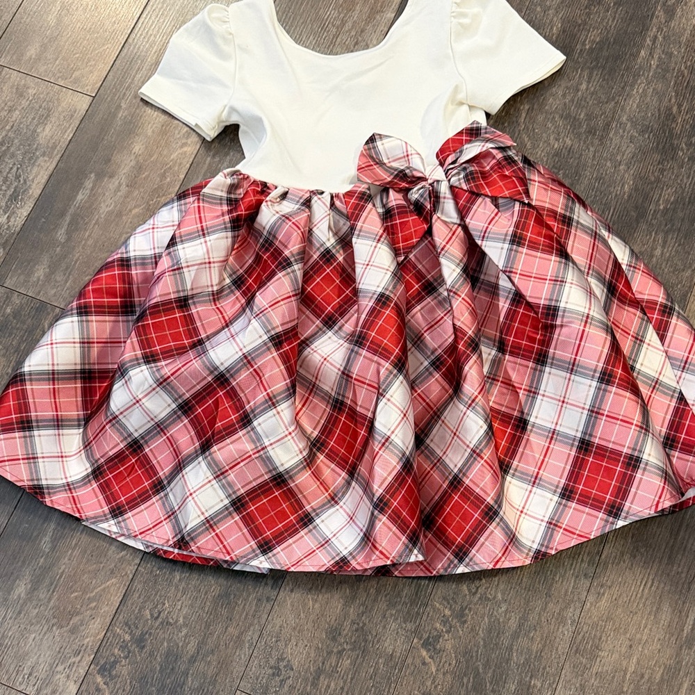 H&M Cream Top with Red Plaid Skirt Kids Dress - Picture 4 of 10
